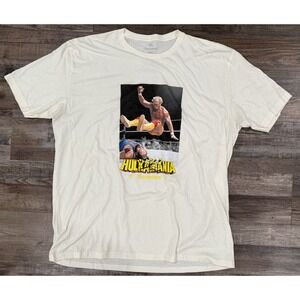 WWE Men's Contenders Hulk Hogan Earthquake T-Shirt 3XL Cream Leg Drop WWF *READ*